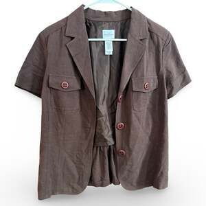 Trend-Forward Chocolate Brown Peplum Blazer – Safari Style, Statement Shoulders